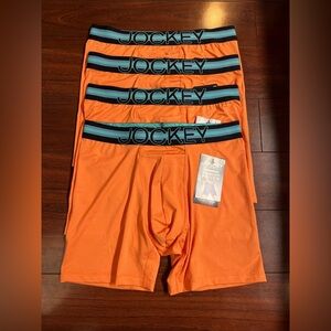 4 Jockey Sport Breathable Mesh Boxer Brief Medium Orange 6 Inch Stability Pouch